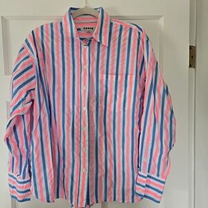 Boden Women's Hot Pink & Blue Striped Button-Down Shirt